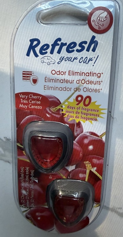 Refresh Your Car! Odor Eliminator Very Cherry Vent Clips 2 Pack