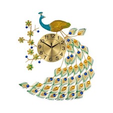 Luxury Peacock Large Wall Clock Metal Living Room 3D Wall Watch Home Decor Gift