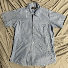 Vintage 70s Sears Put On Mens Store Shirt Short Sleeve Perma-Prest Sz 18 M READ