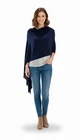 Navy Blue Women Cashmere Blend Stole Shawl Versatile Wrap Scarf Fringe