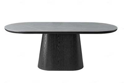 Bianca 200 cm Oval Dining Table - Black & Grey Sintered Stone - Image 1 of 4
