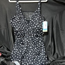 Swim Solutions Plus Size Empire-Banded Tummy-Control Swimdress Size 24W New
