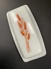 Vintage Pyrex Autumn Harvest Covered Butter Dish Wheat Milk Glass USA
