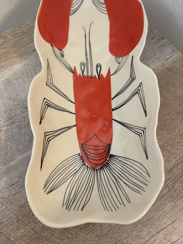 Andrew Ludick Crate & Barrel Lobster Bowl Plate Ceramic Hand Painted Portugal - Bild 3 von 13