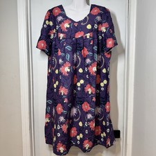 National House Patio Dress 2X Purple Floral 100 Cotton Lounge Muumuu Kaftan