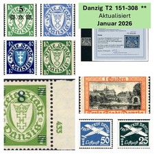 Danzig Briefmarken Postfrisch Michel 151-308 Fischer 145-306 ** Mint MNH Auswahl