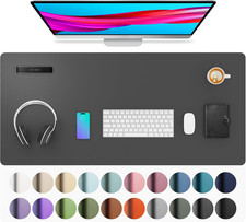 Leather Desk Pad Protector, Mouse Pad, Office Desk Mat, Non-Slip PU Leather Desk