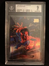 1994 Marvel Masterpieces set #115 Spider-Man BGS 9 ⬜️ Pop 18 (Centering 10)