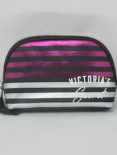 Victoria's Secret Striped Makeup Bag Pink/Silver/Black