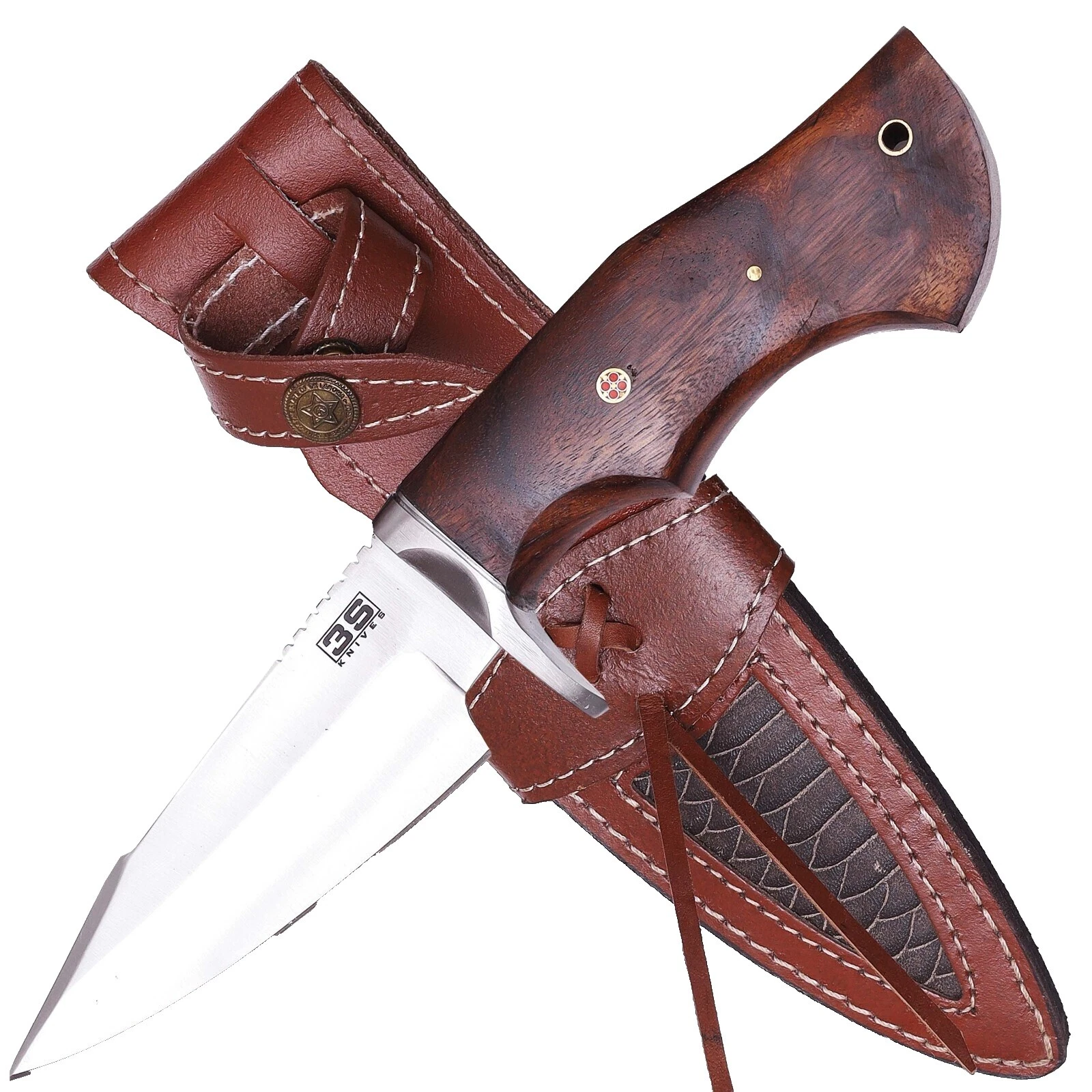 Hoja de acero inoxidable mango de cuero personalizada modernos de colección y cuchillos plegables hechos a mano