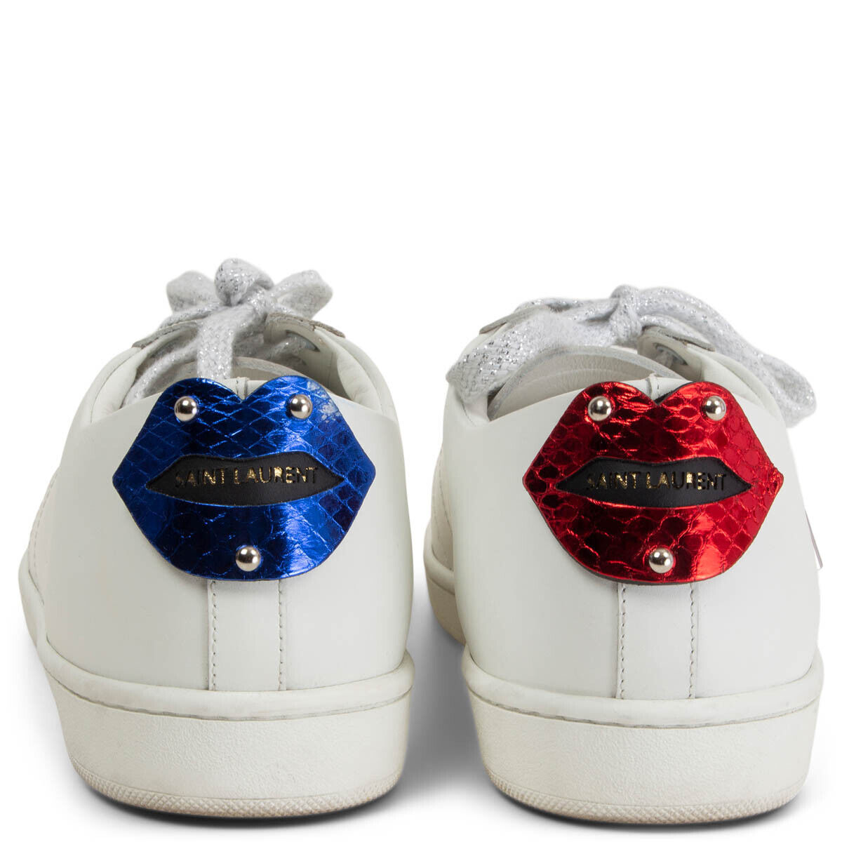 64219 auth SAINT LAURENT white leather LIPS CLASSIC COURT 64219 auth SAINT LAURENT white leather LIPS CLASSIC COURT