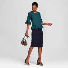 NWT Women's Twill Pencil Skirt - A New Day Federal Blue Size 2