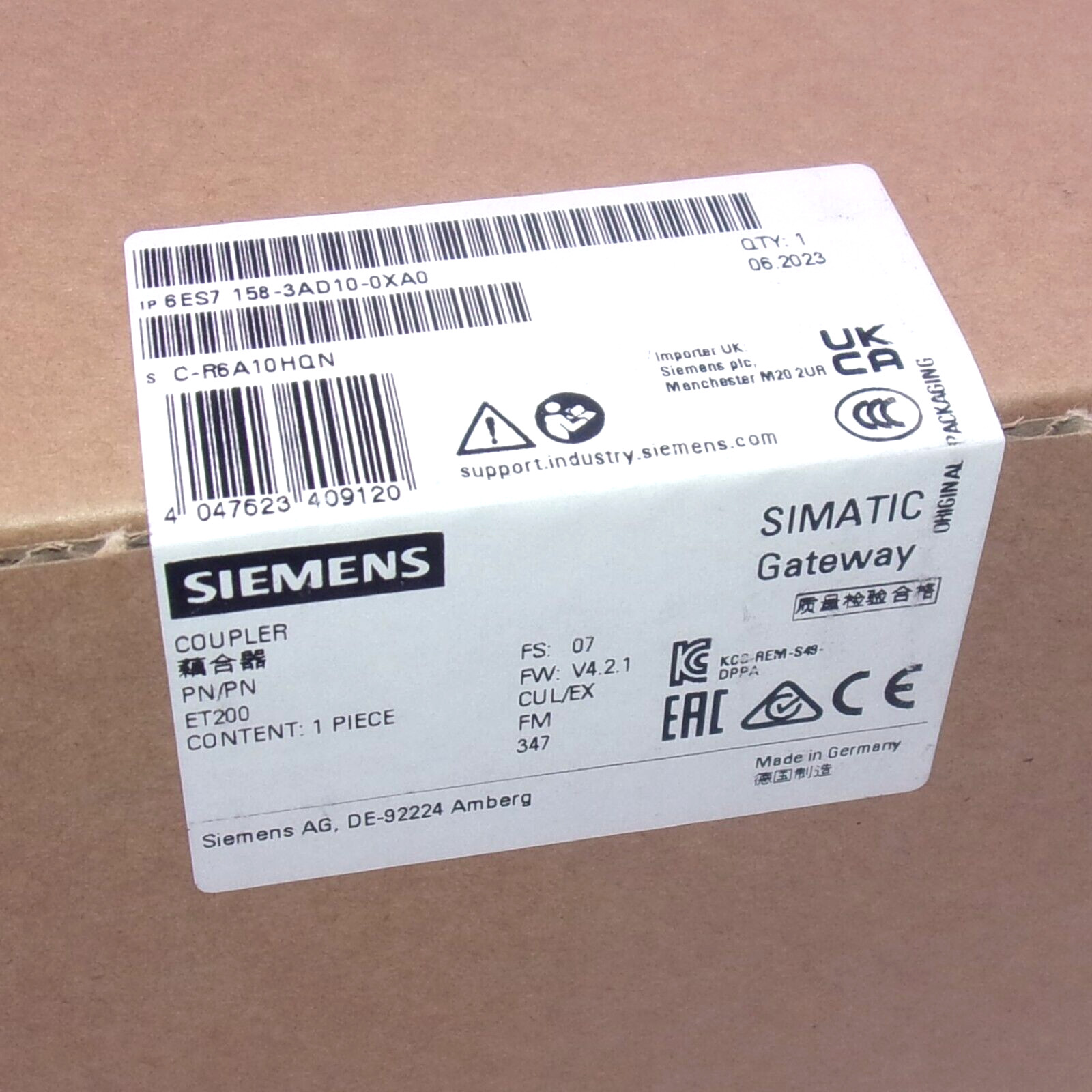Siemens SIMATIC Gateway PN/PN ET200 Coupler Module 6ES7158-3AD10-0XA0