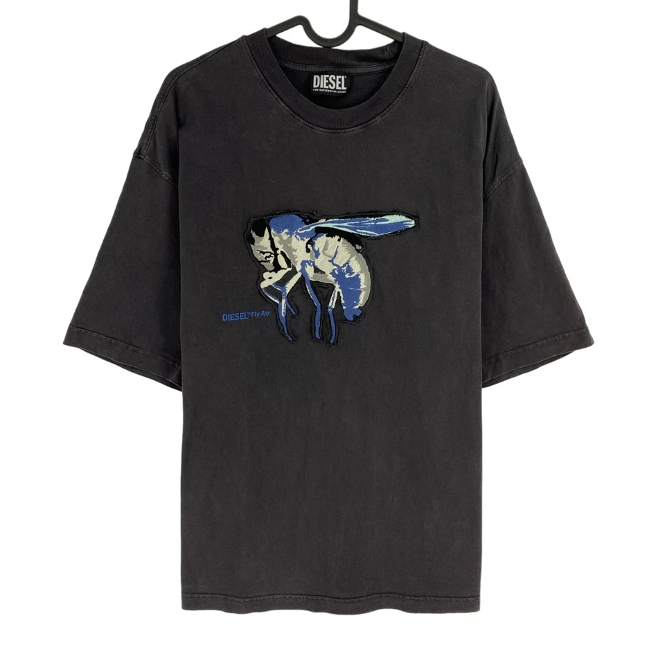 Diesel Hommes Gris Foncé T-WASH-E4 Col Rond Manches Courtes T Shirt Taille M - Photo 1/4