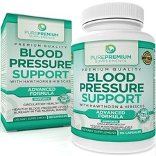 Premium Blood Pressure Support Supplement by PurePremium with Hawthorn, Hibis...