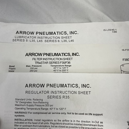 Arrow Pneumatic - C33452 - 1/4" Modular Filter/Regulator/Lubricator w/ End Ports - Picture 9 of 10