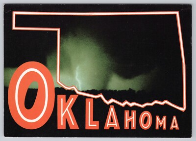 Postcard Oklahoma Map Lightning Tornado