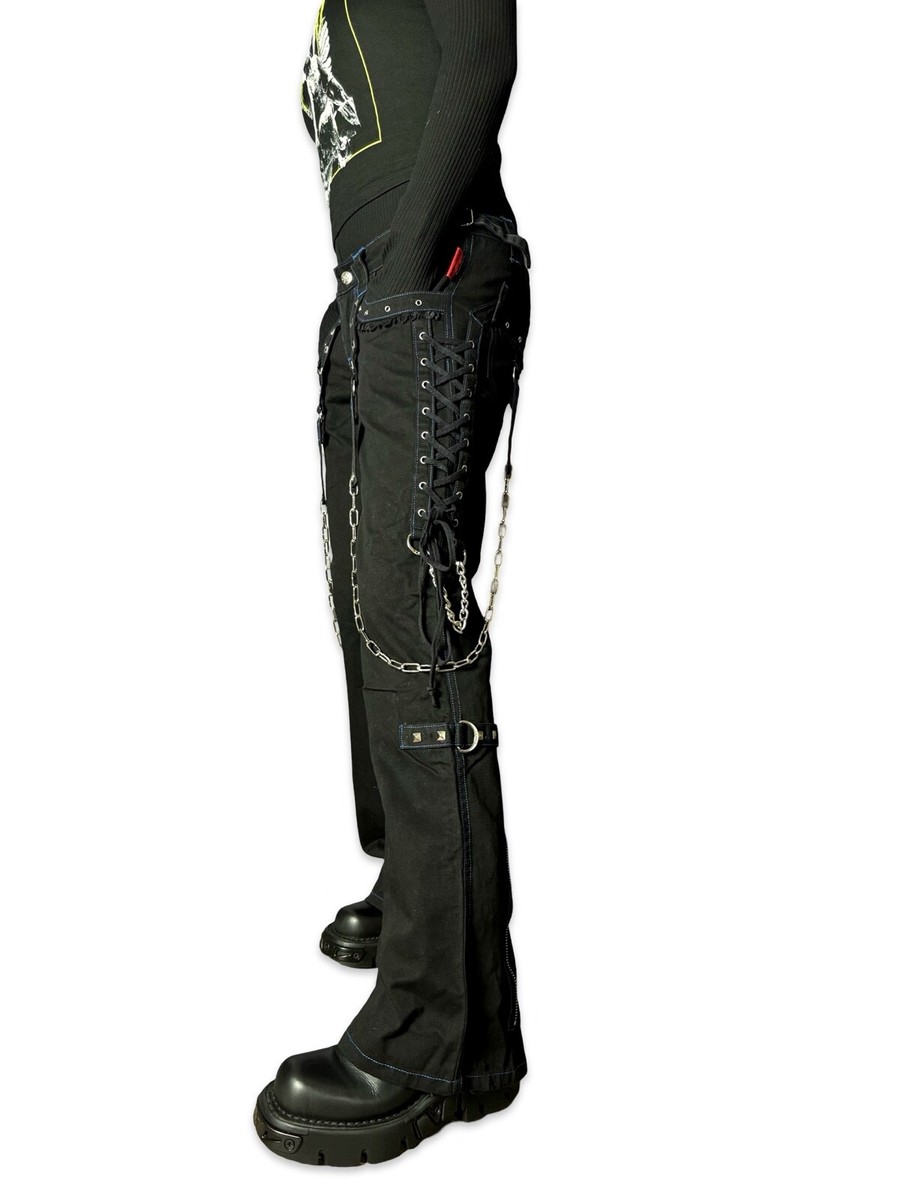 Tripp NYC Rare Y2K Goth Rave Skate Grunge Emo Black Baggy Bondage