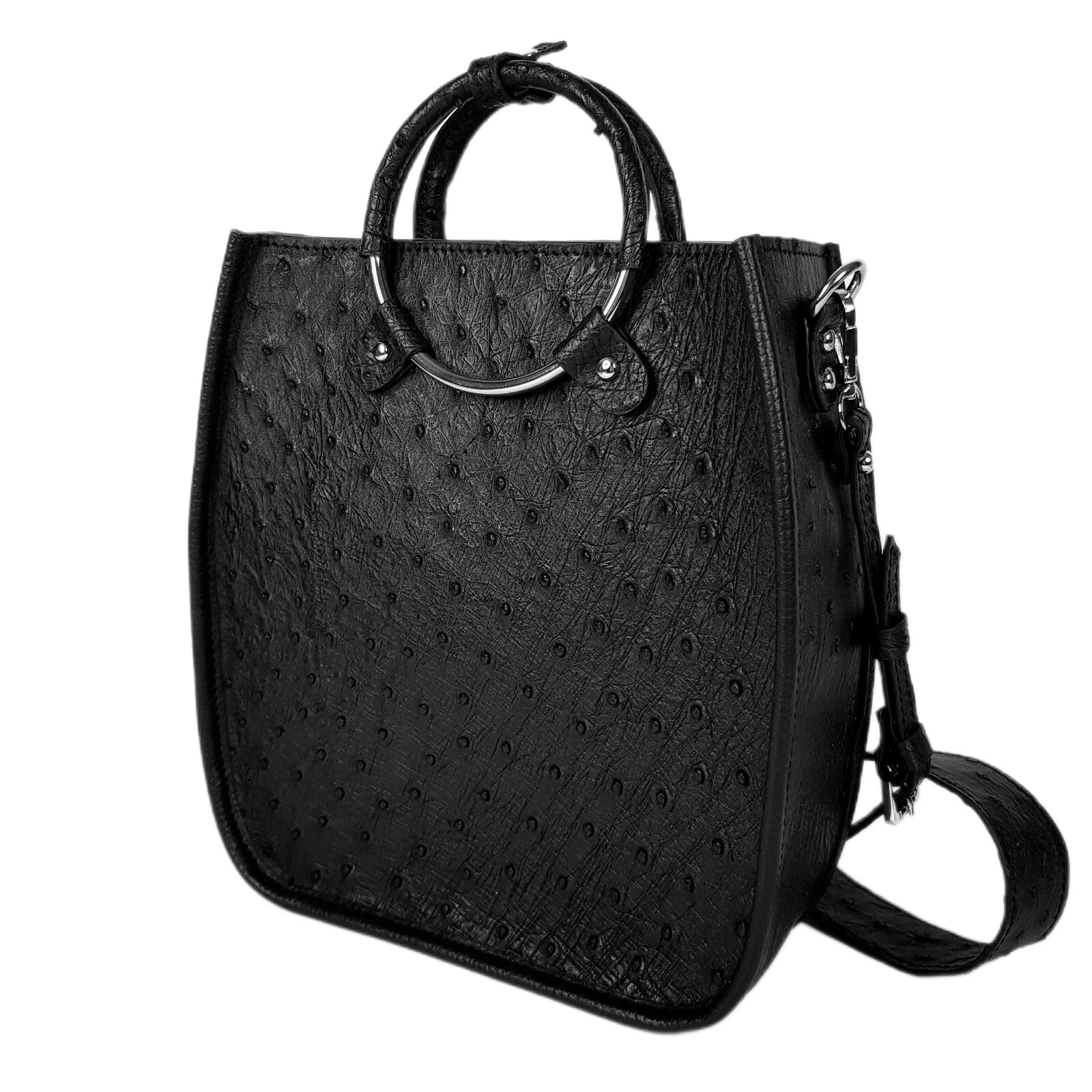 COACH Borsa a tracolla donna VERA pelle di struzzo esotica lusso blu tote borsetta