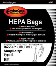 Envirocare Riccar Type B Bags for 8000, 8900 HEPA w/closure