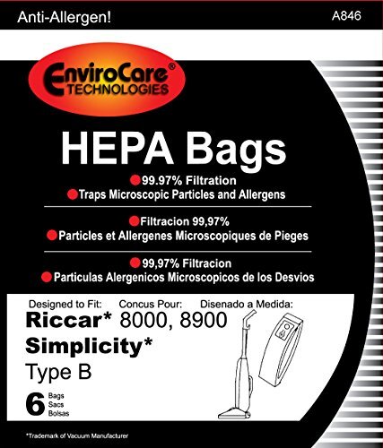 Envirocare Riccar Type B Bags for 8000, 8900 HEPA w/closure - Picture 1 of 2