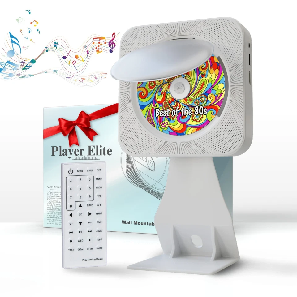 Bluetooth CD Player Wall Mount Stereo FM/AM USB Home Music System White Gift. - Image 2 of 4