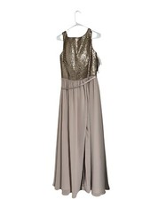 Christina Wu Size 12 Taupe Formal Mother Of Bride Groom Dress NWT Small Flaw