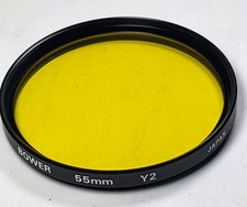 Genuine Bower 55 mm Yellow Y2 K2 Y2 Y-2 Glass Lens Filter Japan 55 mm E-55 NOS