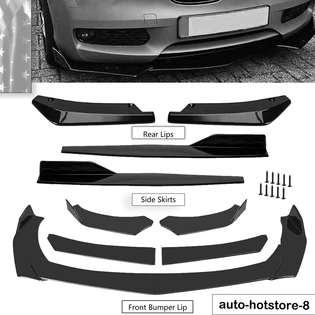 Other - Universal Car Front Bumper Lip Splitter,car Exterior 4-pack Soft Fins Combat Wind Saber Auto Air Sp was listed for 373.00 on 17 Jan at 02:27 by szulou in China (ID:632319903