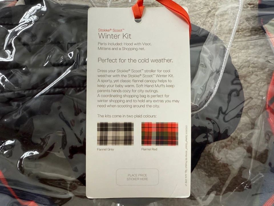 Nuevo kit de invierno para cochecito Stokke Scoot - rojo franela Foto 2 de 4