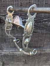 Western Silver Show Bit - Oval Concho - Copper Hood & Roller - 5 Inch Mouth