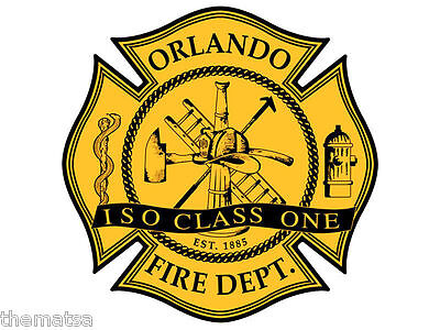 ORLANDO FLORIDA FIRE DEPARTMENT 4/" HELMET BUMPER STICKER DECAL USA MADE