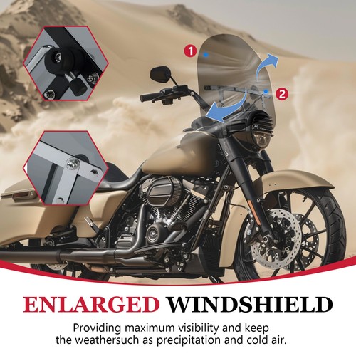 Motorcycle Large Clear Windshield For Harley Honda Magna Shadow Spirit 19"x17" - Picture 6 of 24