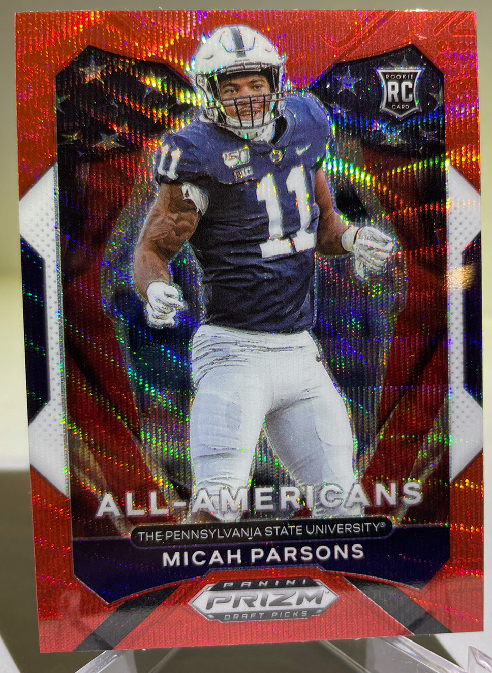 2021 Panini Prizm Draft Picks Micah Parsons “All-American” red wave #188 Dallas