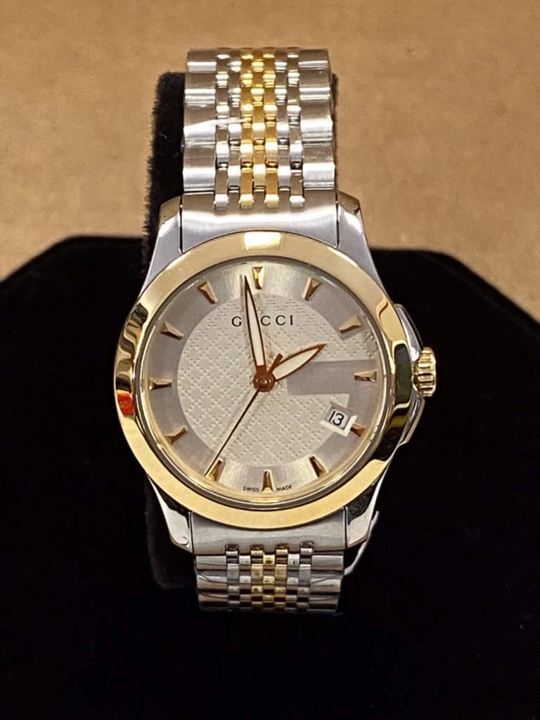 GUCCI G-TIMELESS REF. 126.5 28mm TWO-TONE STAINLESS STEEL QUARTZ WATCH.