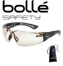 Bolle Rush+ 40209 Safety Glasses,Black/Gray Temples, CSP Anti-Fog, Case 