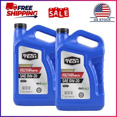 2 Pack, Super Tech High Mileage Full Synthetic SAE 0W-20 Motor Oil, 5 Quarts