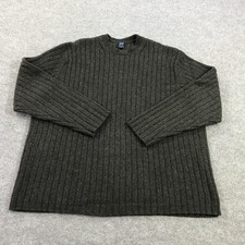 Gap Sweater Mens 2XL Brown 100 Lambswool Rib Knit Crewneck Heavyweight Pullover