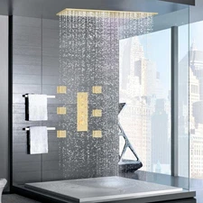 Thermostatic Shower Faucet Set 40x80" Rain Shower Head Combo Massage System