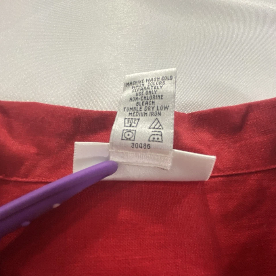 VTG Chadwicks Real Comfort Red 100% Linen Jacket Size 12P | Silver Floral Studs - Image 3 of 4