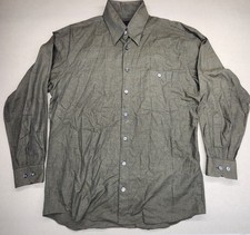 Scott Barber Mens Medium Cotton Buttondown Green Shirt Long Sleeve