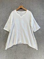 Sahara Top Damen Größe S weiß 100% Leinen Lagenlook Tunika Oversize