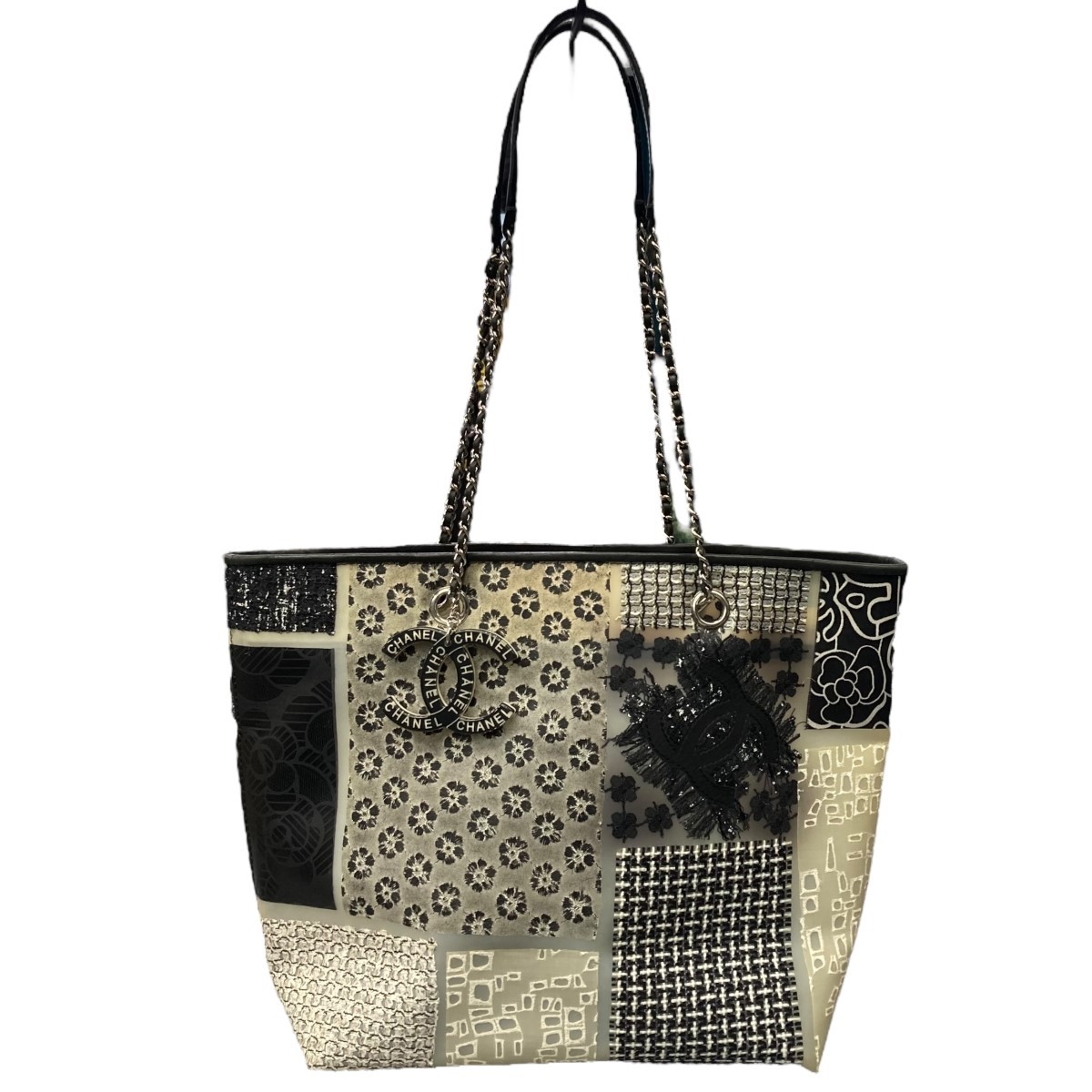 CHANEL Black PVC Tote Bag with Classic Logo Design