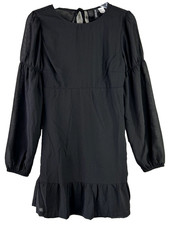 Divided H&M Small Black Long Bell Sleeve Open Tied Back Dress Sheath Witchy Goth