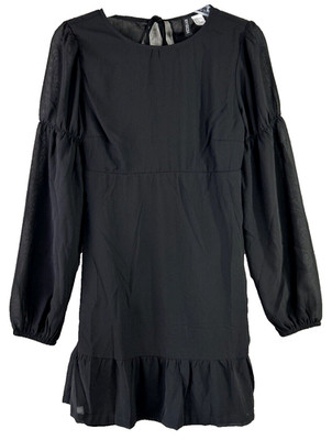 Divided H&M Small Black Long Bell Sleeve Open Tied Back Dress Sheath Witchy Goth