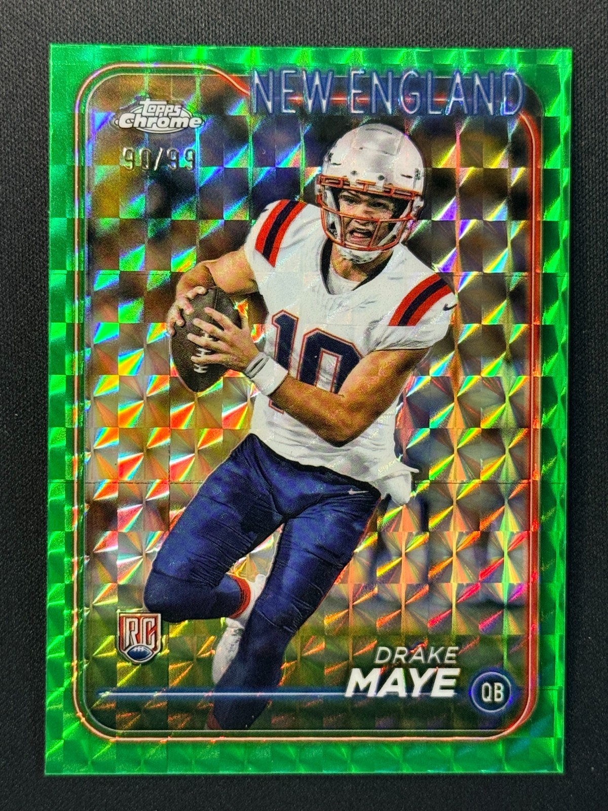 Drake Maye ROOKIE 90/99 - 2024 Topps Chrome Green Geometric Refractor #203