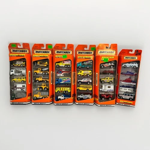 VTG 1997-98 Matchbox 5-Pack Gift Sets Lot of 6 NIB Mattel Wheels Mountain Trails