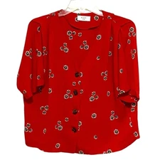 Elodie Button Front Top Womens XS Floral Modern Stylish Mature Business Casual