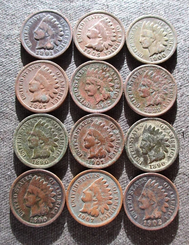 OLD COINS UNITED STATES OF AMERICA 1 CENT INDIAN HEAD PENNY 1890-1907 - MIX 067