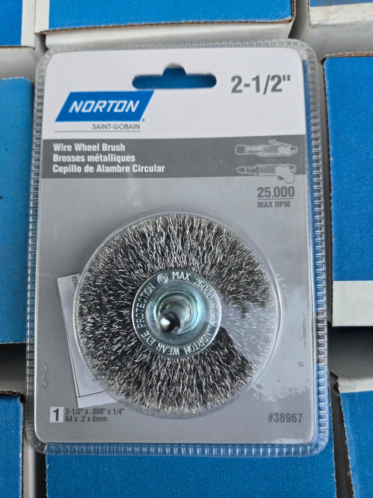 Norton Wire Wheel Brush 2-1/2 in x .008 in x 1/4 in Shank (New)